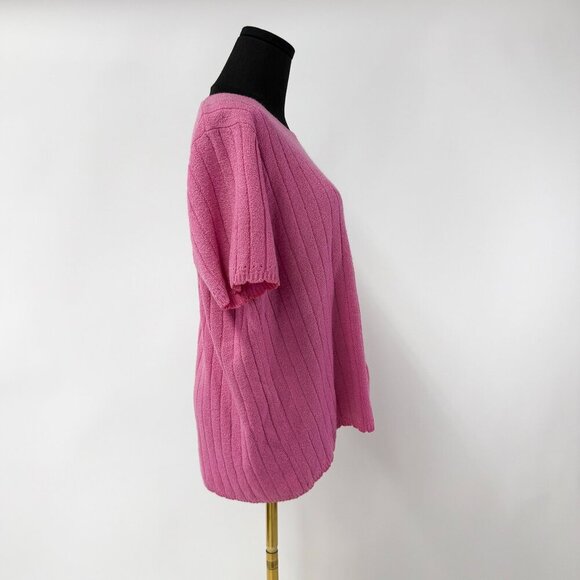 VINTAGE SCALLOP HEM AND RIBBED KNIT SHORT SLEEVE TOP - Picture 3 of 6